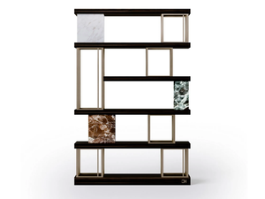 AIDA - Wall-mounted double-sided wooden, marble and metal bookcase _ Carpanese Home